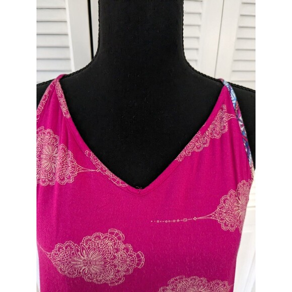 Renee C Women's sz S Rayon Camisole Pink Cream Blue Medallion Print Halter Style - Picture 4 of 12
